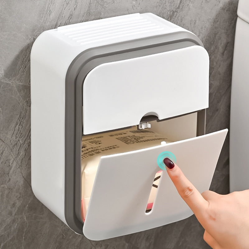 Waterproof Wall-Mounted Tissue Box for Bathroom – No Drill Installation
