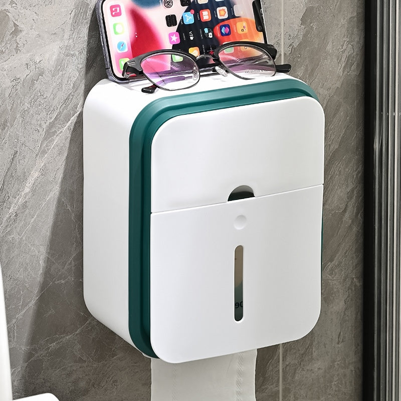 Waterproof Wall-Mounted Tissue Box for Bathroom – No Drill Installation