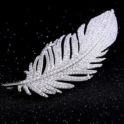 Feather Brooch - Elegant and Sophisticated Floral Pin Accessory