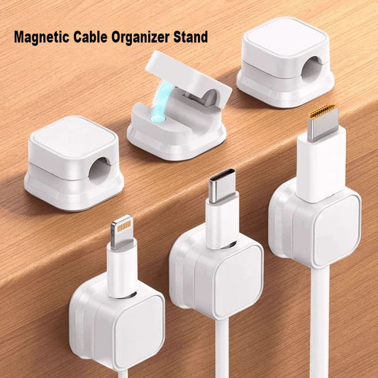 Desk Mount Magnetic Cable Organizer, No-Drill Cable Storage for Phone and Charging Cables