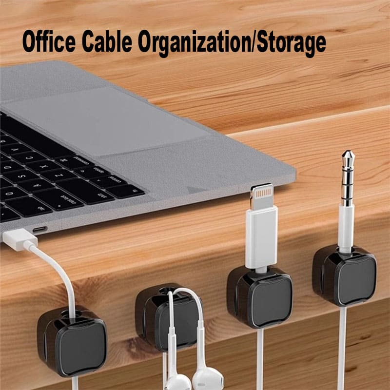 Desk Mount Magnetic Cable Organizer, No-Drill Cable Storage for Phone and Charging Cables