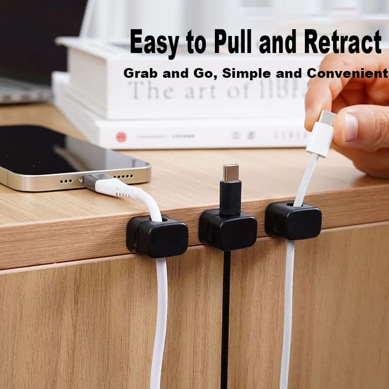 Desk Mount Magnetic Cable Organizer, No-Drill Cable Storage for Phone and Charging Cables