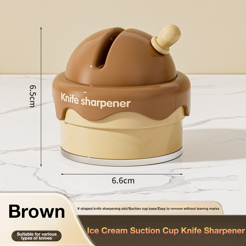 Ice Cream Suction Cup Knife Sharpener, Kitchen Tool for Sharpening Knives and Scissors at Home