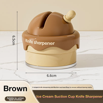 Ice Cream Suction Cup Knife Sharpener, Kitchen Tool for Sharpening Knives and Scissors at Home