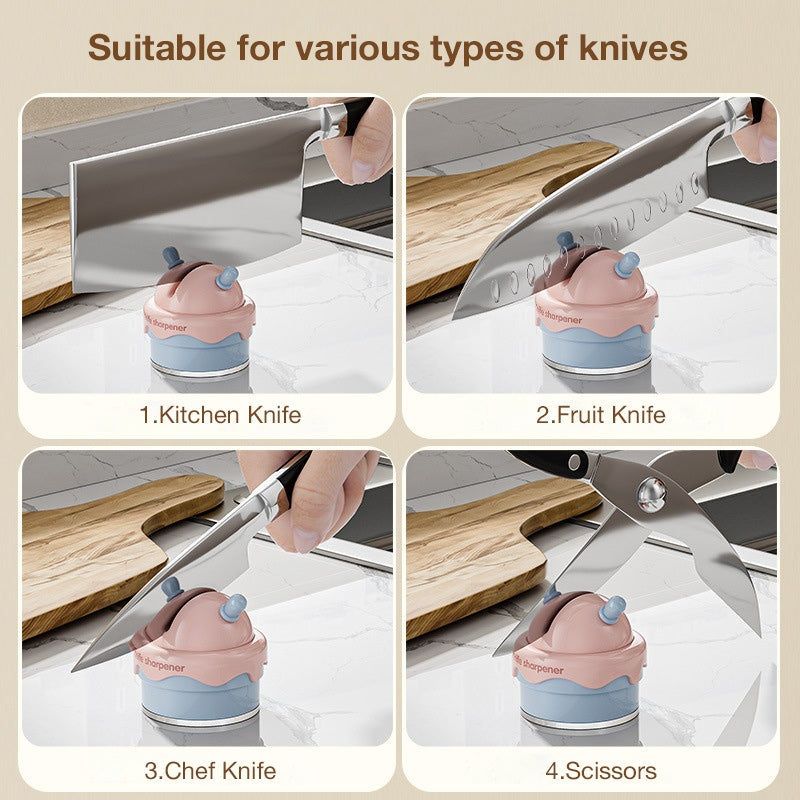 Ice Cream Suction Cup Knife Sharpener, Kitchen Tool for Sharpening Knives and Scissors at Home