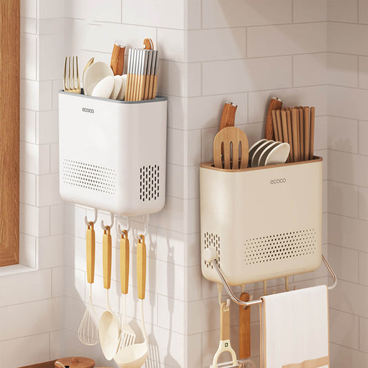 Wall-mounted, No-drill Knife And Chopstick Holder Storage Box