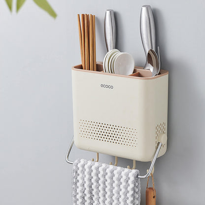 Wall-mounted, No-drill Knife And Chopstick Holder Storage Box