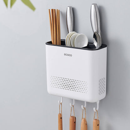 Wall-mounted, No-drill Knife And Chopstick Holder Storage Box