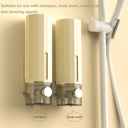 No Drill Wall-Mounted Soap Dispenser, Press-Type Hand Soap, Shampoo, and Shower Gel Holder for Bathroom