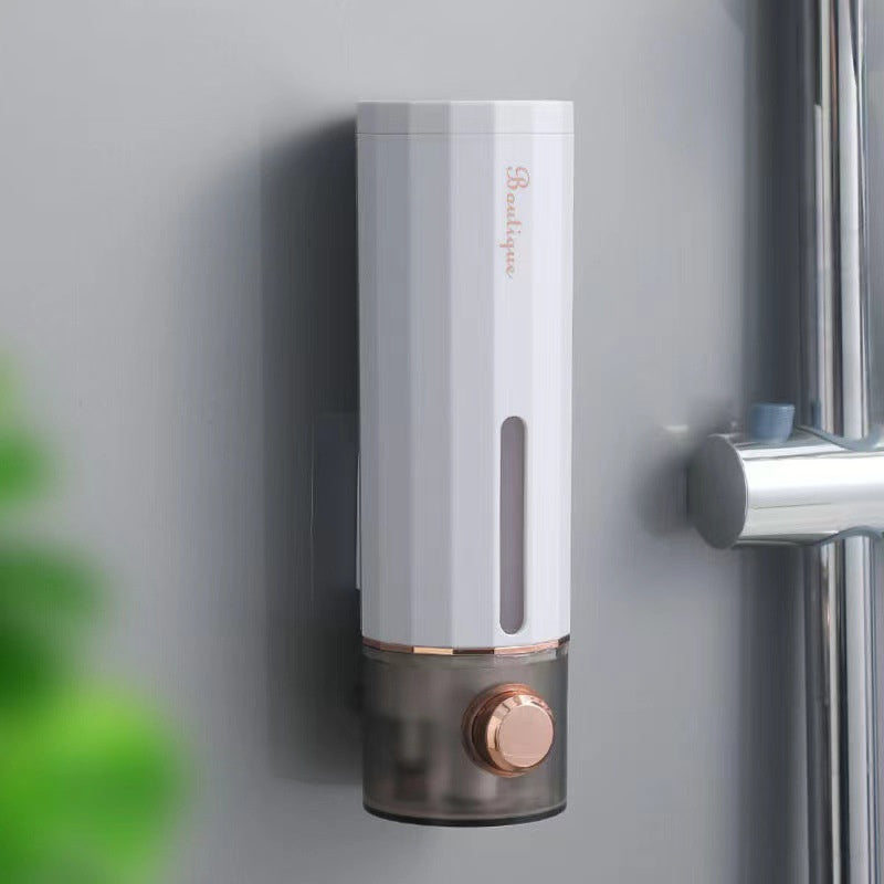 No Drill Wall-Mounted Soap Dispenser, Press-Type Hand Soap, Shampoo, and Shower Gel Holder for Bathroom
