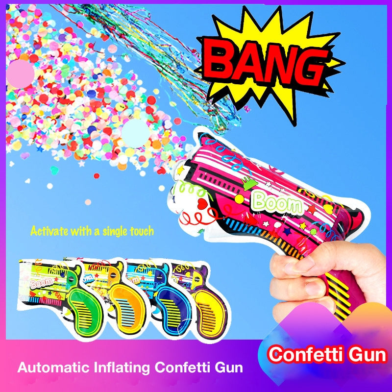 Inflatable Automatic Firework Gun, Mini Confetti Cannon, Hand-Thrown Streamer, Birthday Party Spray Tube