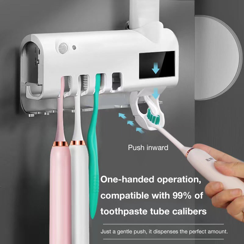 UV Toothbrush Sterilizer, Multifunctional Toothpaste Dispenser and Toothbrush Holder