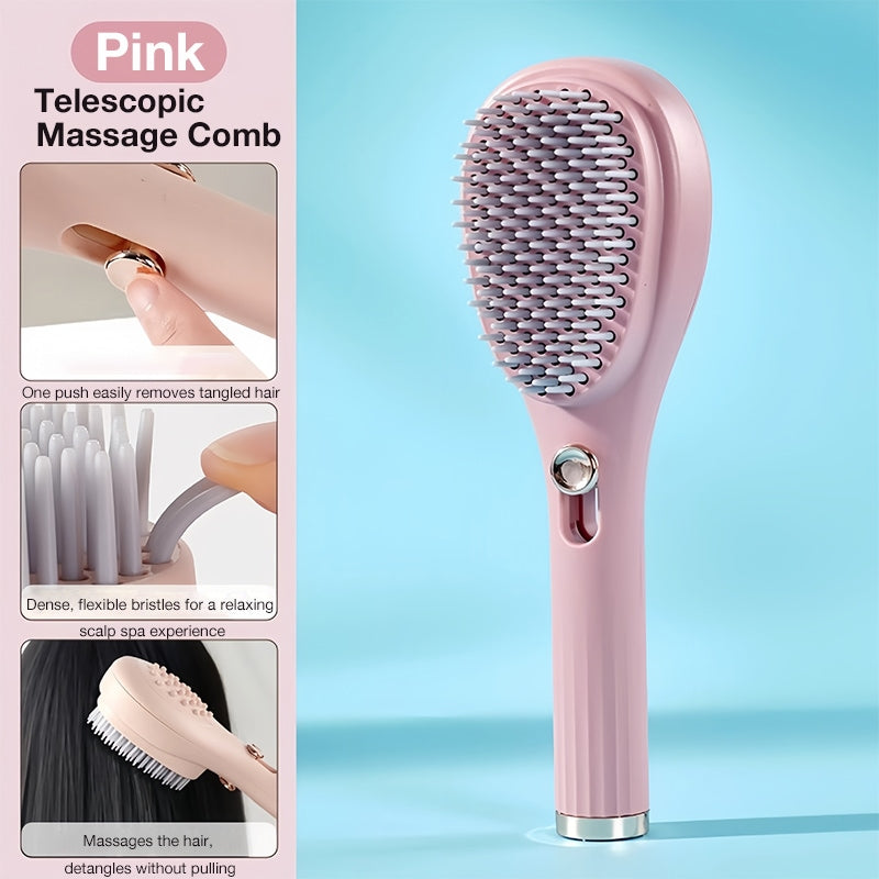 Retractable Massaging Comb for Scalp, Hair Detangling & Frizz Control, Anti-Static, Hair-Friendly