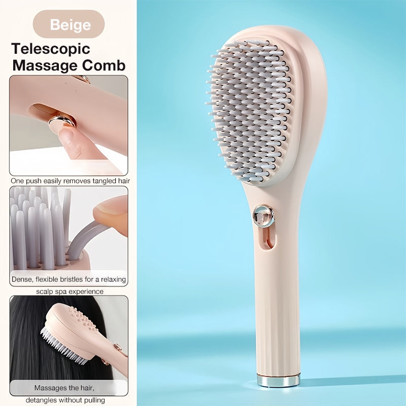 Retractable Massaging Comb for Scalp, Hair Detangling & Frizz Control, Anti-Static, Hair-Friendly
