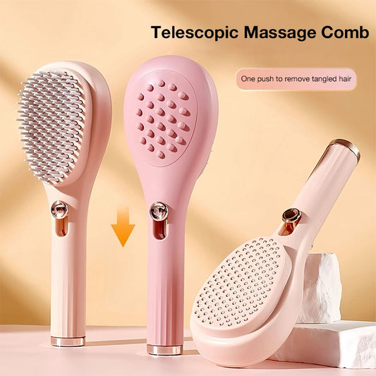 Retractable Massaging Comb for Scalp, Hair Detangling & Frizz Control, Anti-Static, Hair-Friendly