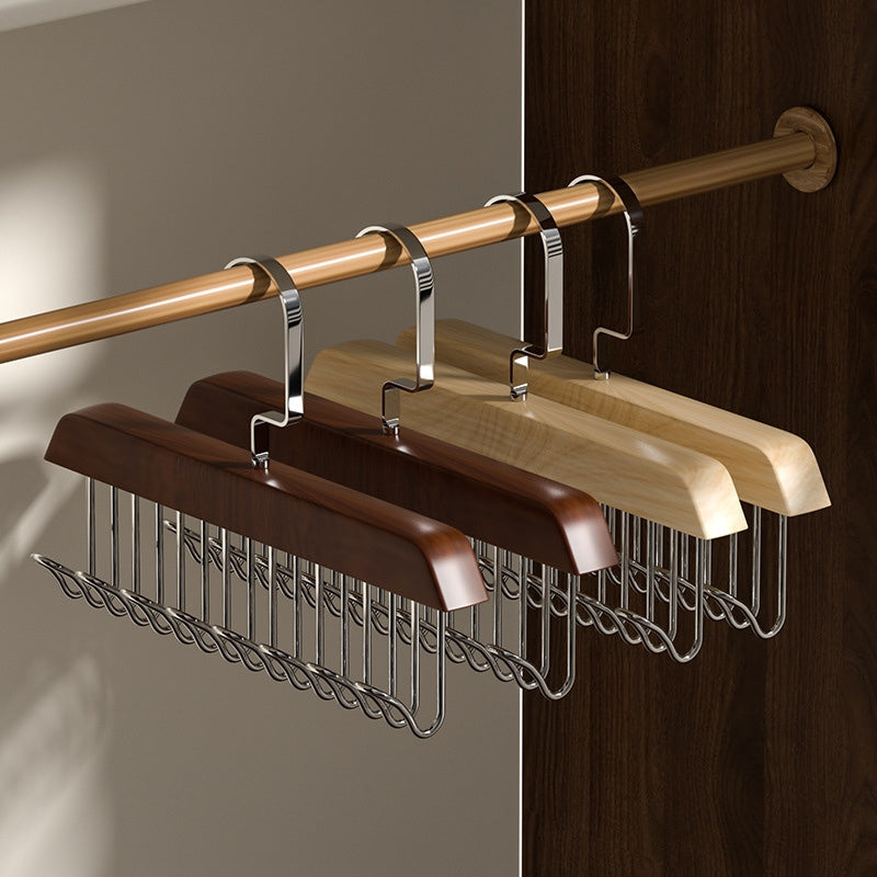 Multi-Functional Wooden Vintage Wardrobe Hanger with 8 Hooks