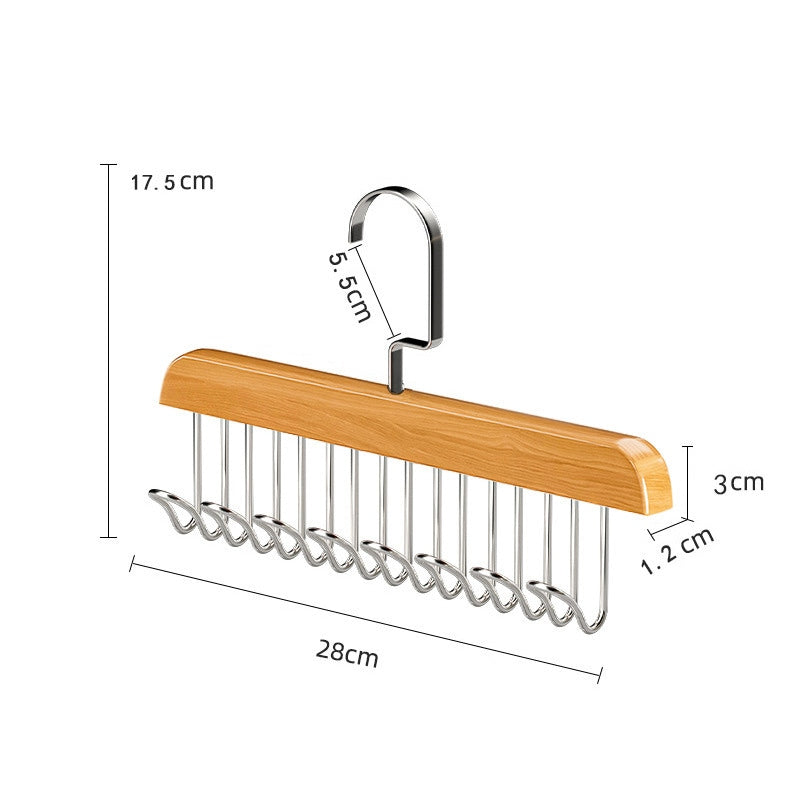 Multi-Functional Wooden Vintage Wardrobe Hanger with 8 Hooks