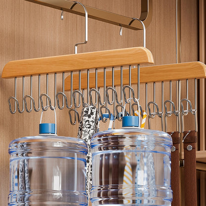 Multi-Functional Wooden Vintage Wardrobe Hanger with 8 Hooks
