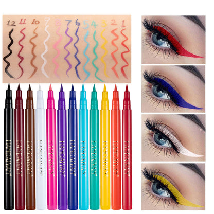 Rainbow Color Waterproof Eyeliner Pencil, Smudge-Proof and Long-Lasting