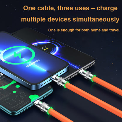 Super Fast Charging With LED Light 3-in-1 Data Cable