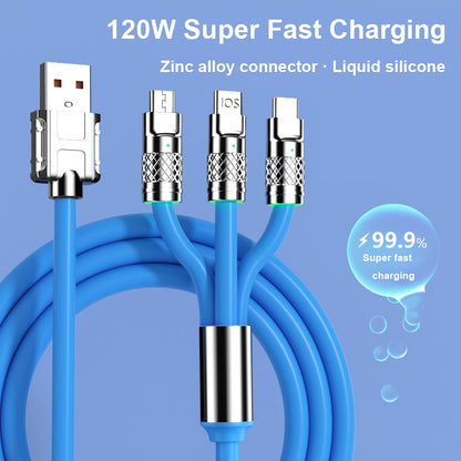 Super Fast Charging With LED Light 3-in-1 Data Cable