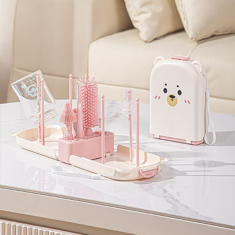 Baby-specific Portable Travel Storage Box And Cleaning Brush Set