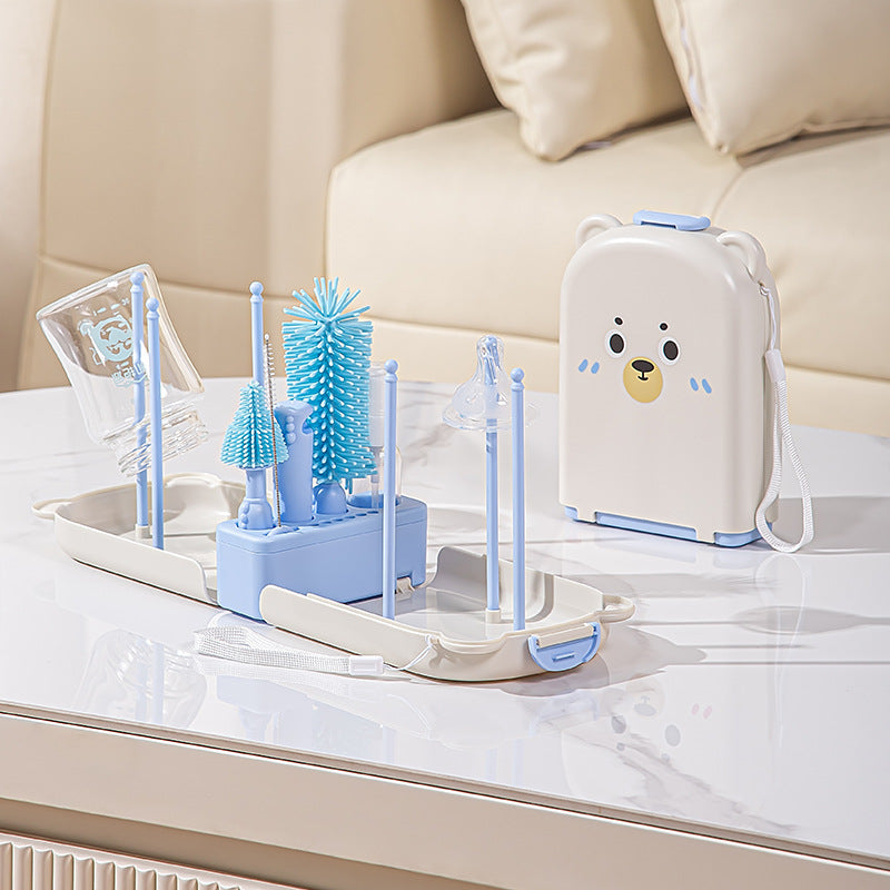 Baby-specific Portable Travel Storage Box And Cleaning Brush Set