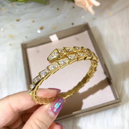 Exquisite Snake-shaped Full Diamond Bangle For Women