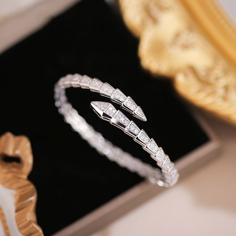 Exquisite Snake-shaped Full Diamond Bangle For Women