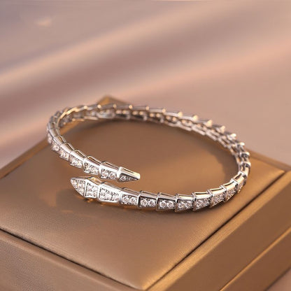 Exquisite Snake-shaped Full Diamond Bangle For Women