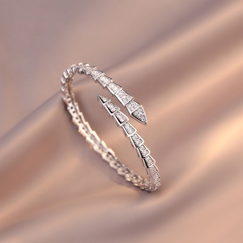 Exquisite Snake-shaped Full Diamond Bangle For Women