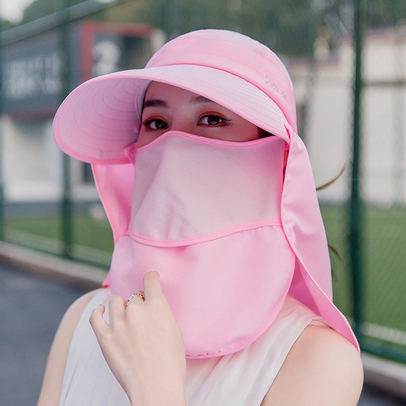 Women's Summer Sun Protection Hat, Foldable Face Shield Hat with UV Protection