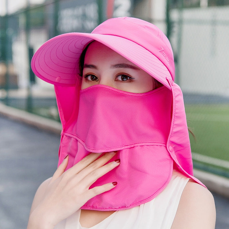 Women's Summer Sun Protection Hat, Foldable Face Shield Hat with UV Protection