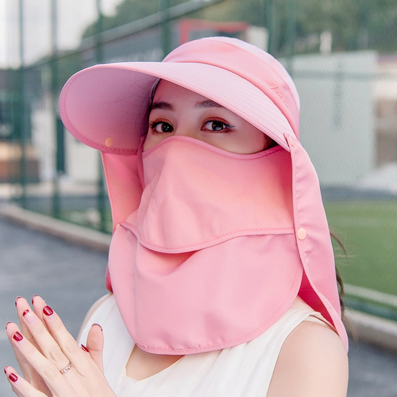 Women's Summer Sun Protection Hat, Foldable Face Shield Hat with UV Protection