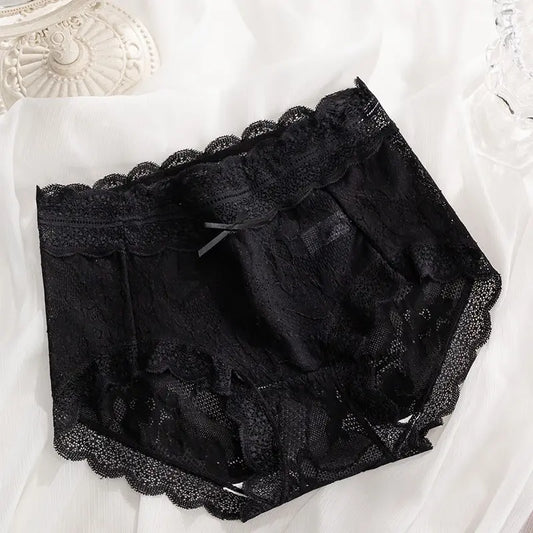 Sexy Hollow Lace Mid-waist Panties For Women