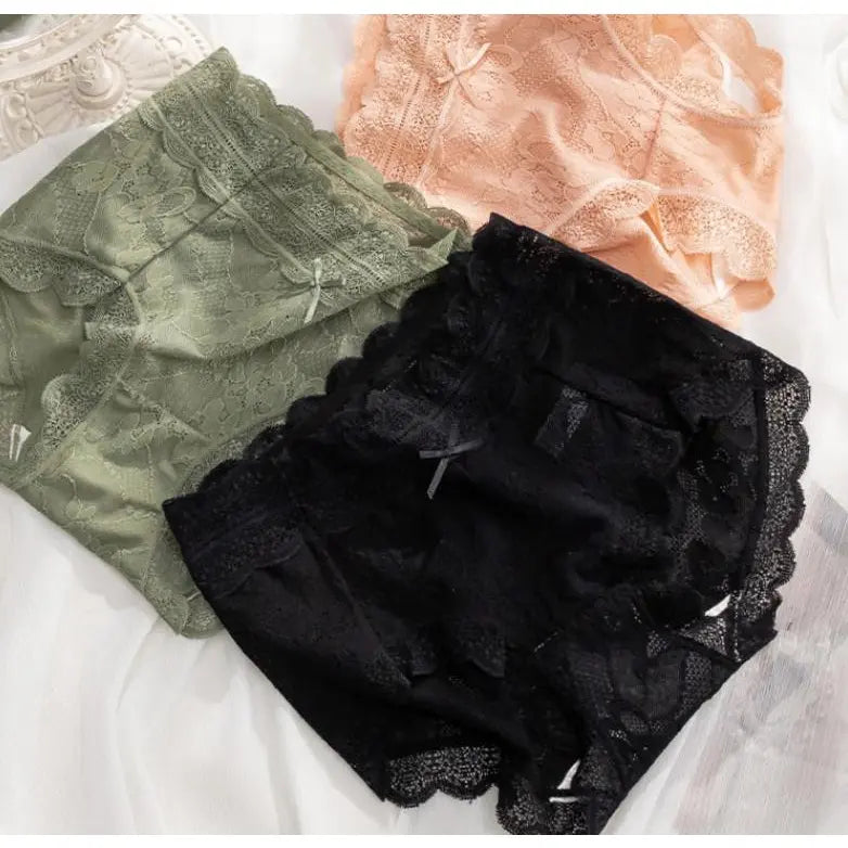 Sexy Hollow Lace Mid-waist Panties For Women