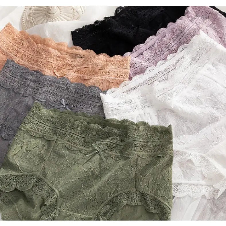 Sexy Hollow Lace Mid-waist Panties For Women