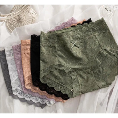 Sexy Hollow Lace Mid-waist Panties For Women