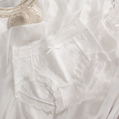 Sexy Hollow Lace Mid-waist Panties For Women
