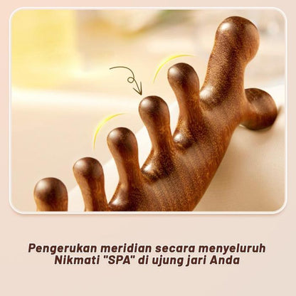 Head & face meridian massage solid wood comb, sandalwood, dredge meridians, smooth blood circulation