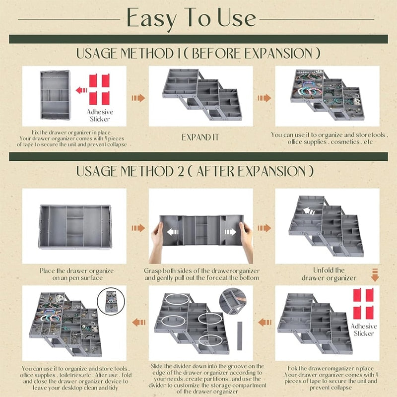 মাল্টি-লেভেল স্মার্ট ড্রয়ার অর্গানাইজার