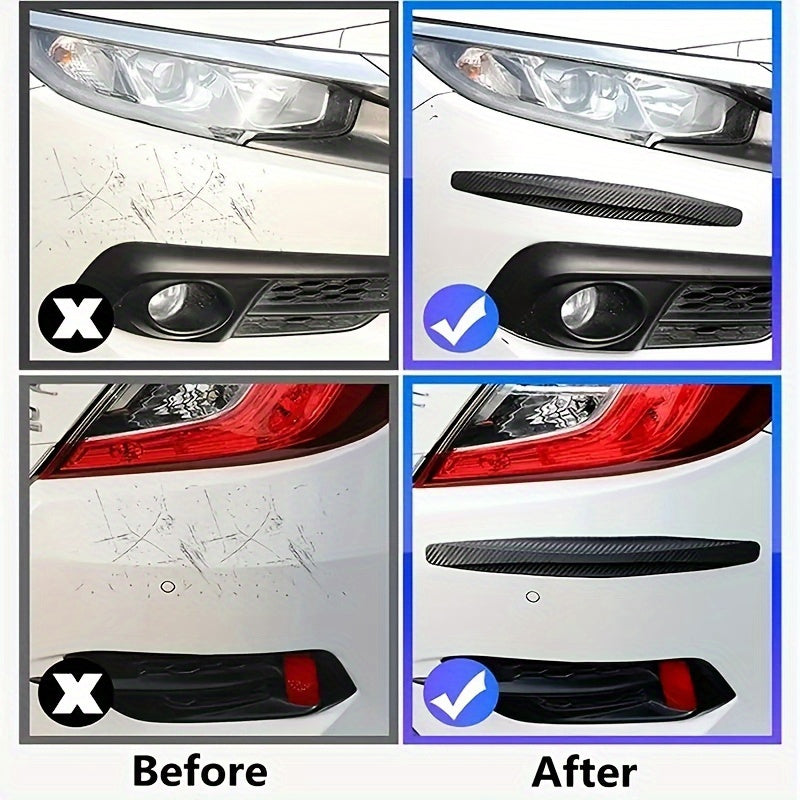 2pcs Rubber Car Bumper Guards - Front & Rear Anti-Collision Strips, Door Body Scratch Protection