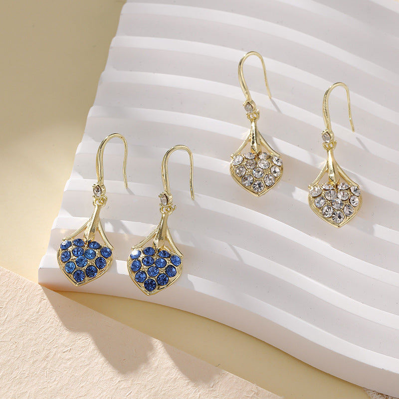 Exquisite Design Full Diamond Heart Earrings