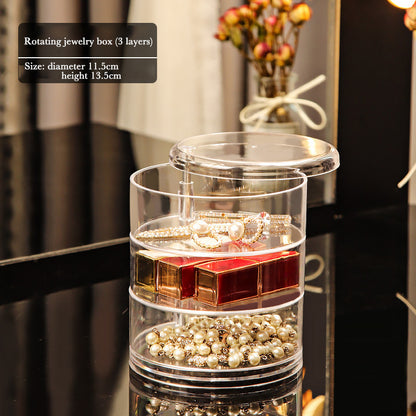 Transparent Multi-layer Rotatable Jewelry Storage Box