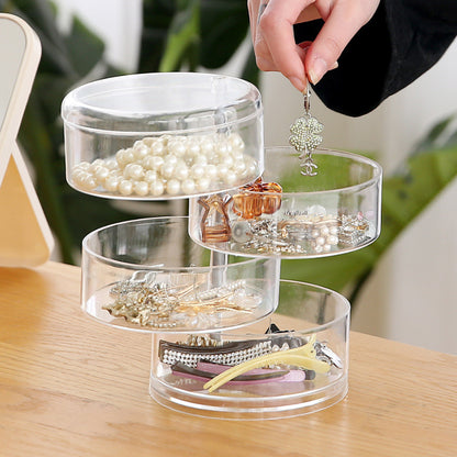 Transparent Multi-layer Rotatable Jewelry Storage Box