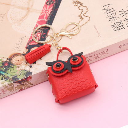 PU Leather Owl Cute Mini Coin Purse Car Keychain Bag Pendant