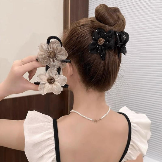 Sparkling Rhinestone Flower Hair Claw