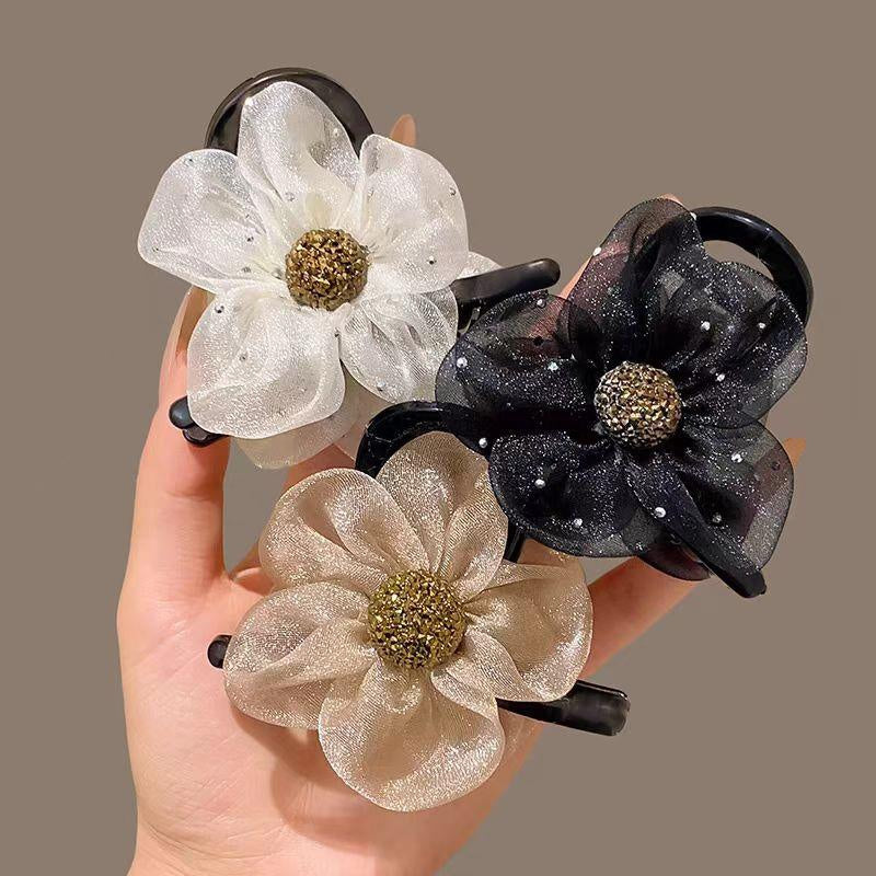 Sparkling Rhinestone Flower Hair Claw