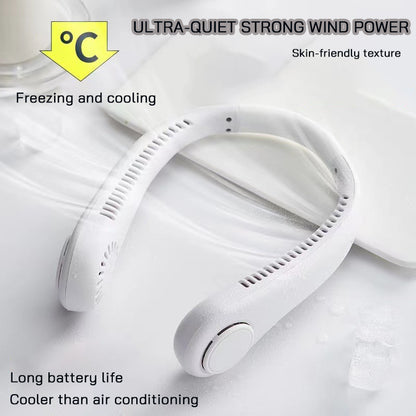 USB Charging Portable Outdoor Mini Leafless Hanging Neck Fan