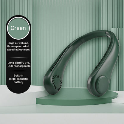 USB Charging Portable Outdoor Mini Leafless Hanging Neck Fan